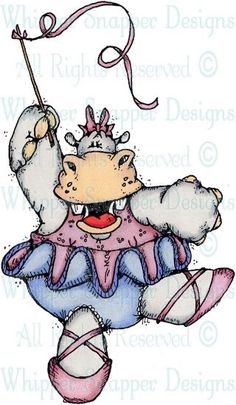 a drawing of a teddy bear wearing a pink dress and holding a string with her hand