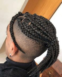 Box Braids For Men, High Top Haircut, Purple Box Braids, Box Braids Men, Cornrows With Box Braids, Braids For Men, Braids Men