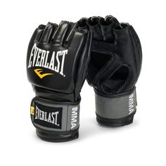 the everlast boxing gloves are black and grey