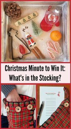 christmas minute to win it, what's in the stocking? with pictures and text