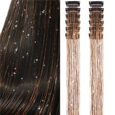 New Product [Easy To Install]:Upgraded Clip In Hair Tinsel Has A Metal Clip Design . Now You Just Need To Open And Close The Tension Clip To Remove And Installation. The Simple Operation Saves Time. You Can Easily Incorporate The Glitter Into Your Hair And Instantly Become "Highlight Glitter" Which Allows You To Change Your Hairstyle Quickly And Easily And Very Firmly Installed In The Position You Want [High Quality] Clip In Tinsel Hair Extensions Are Made Of 100% Durable Polyester Fiber . No Ba Tinsel Hair Extensions, Tinsel Hair, Leather Leggings Fashion, Christmas Fits, Hair Tinsel, Fairy Hair, Clip Design, Colorful Glitter, Hair Accessories Clips