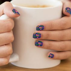 Stickers Pour Ongles Jardin à fleurs de couleur bleueongles stylés