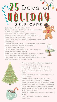 the 25 days of holiday self care poster