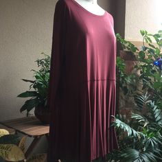 F P Beach Split-Side Tunic-Style Dress In Deep Red/Wine. Size Medium/Large. New, Never Worn, Perfect Condition (See Photos) 100% Modal; Super Soft And Drapey. Flattering, Relaxed-Fit Tunic/Dress Features Jewel Neckline, Dropped Shoulder, ¾-Length Sleeves, And Attached, Split “Skirt” To Finish The Tunic/Dress. Front Bust (Side-To-Side): 23.5” Length: 33” Front; 37” Back Pairs Well With Skinny Jeans Or Tights And Boots. Fitted Tunic, Jewel Neckline, Tights And Boots, Split Skirt, Tunic Styles, Tunic Dress, Length Sleeve, New Dress, Fashion Dresses