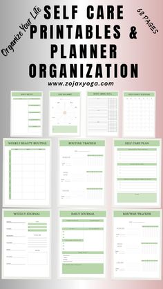 self care printables and planner organization