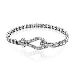 Simon G Jewelry, White Gold Diamond Bracelet, David Yurman Bracelet, Diamond Jewel, Buckle Bracelet, Bracelets Gold Diamond, White Gold Bracelet, Fine Jewels, Diamond Fashion