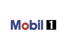 the logo for mobil 1 is shown in red, blue and black letters on a white background