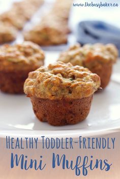 healthy toddler - friendly mini muffins on a white plate