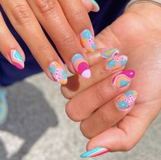 The Top Summer Nails Ideas and Trends for 2023 Fun Summer Almond Nails, Summer Nails 2023, Nail Goals, Nails Art Designs, Watermelon Nails, Summer Nail Designs, Hippie Nails, Simple Acrylic, Broken Nails