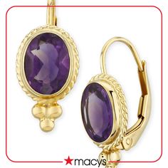 in stock Purple Macy's Jewelry As A Gift, Macy's Purple Jewelry For Gift, Macy's Purple Jewelry Gift, Elegant Purple Macy's Jewelry, Macy's Elegant Purple Jewelry, Amethyst And Peridot, Gemstone Drop Earrings, Amethyst Color, I Love Jewelry