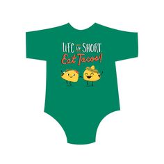 Life Is Short. Eat Tacos Shirt/Onesie by LilBurritos on Etsy Playful Short Sleeve Onesie With Funny Text, Casual Short Sleeve Onesie With Funny Print, Playful Short Sleeve Onesie With Funny Print, Funny Graphic Print Short Sleeve Bodysuit, Funny Short Sleeve Onesie, Summer Short Sleeve Onesie With Custom Print, Funny Graphic Print Onesie, Taco Quotes, Taco Shirt