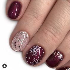 Rockabilly Nails, Christmas Nails Designs, Sns Nails Designs, Christmas Nail Ideas, Quick Nail Art, Winter Manicure, January Nails, Short Gel Nails