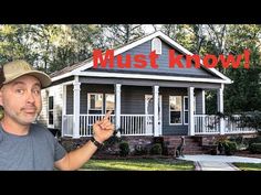 a man is standing in front of a house with the words must know on it