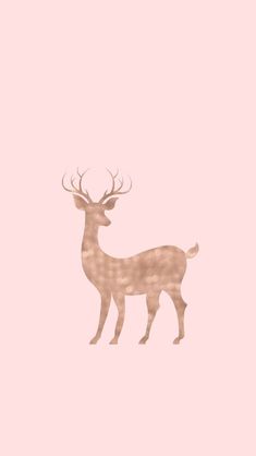 a deer standing on top of a pink background