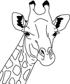 a giraffe's head is shown in this black and white drawing technique