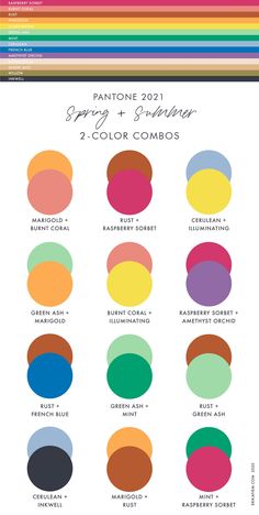 the pantone color chart for spring and summer 2012, with colors in different shades