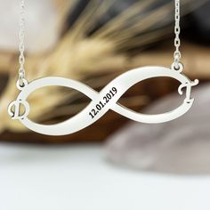 Custom Name Infinity Jewelry For Anniversary, Personalized Silver Infinity Necklace, Customizable Silver Infinity Jewelry, Silver Infinity Necklace For Personalized Gift, Personalized White Infinity Jewelry, Infinity Jewelry For Birthday, Customizable Infinity Sterling Silver Necklace, Handwriting Necklace Custom, Infinity Necklace Gold