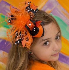 Cheveux Oranges, Black Hair Bows, Halloween Hair Bows, Girls Hair Bow, Big Hair Bows, Hair Bow Clip, Halloween Headband, Halloween Bows, Bow Headband Hairstyles