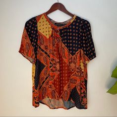 So Gorgeous Never Worn. Bought From Behind The Glass Auburn. Make An Offer. Summer Orange Patchwork Tops, Bohemian Orange Patchwork Tops, Fall Orange Tops With Vibrant Print, Orange Vibrant Print Short Sleeve Tops, Casual Orange Blouse With Vibrant Print, Bohemian Orange Printed Blouse, Bohemian Orange Tops With Vibrant Print, Orange Short Sleeve Blouse For Fall, Orange Bohemian Top With Colorful Pattern