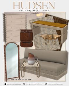 a collage of furniture and decor items