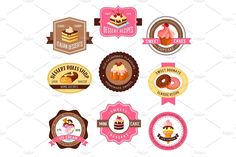 six different logos for sweet treats and desserts