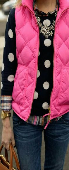 💜 Pink Vests, Preppy Winter, Fun Clothes, Pink Vest, Layering Outfits, Pink Jacket, Vest Outfits, Fall Winter Outfits