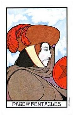 a tarot card with an image of a man wearing a turban on his head