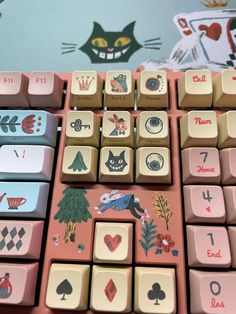 the keyboard has many different designs on it