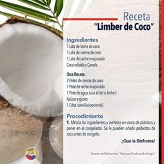 an advertisement for a coconut drink with information about the ingredients and its origin in spanish