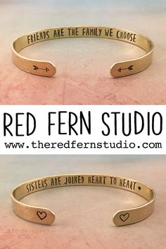 Personalized Gold Cuff Bracelets by Red Fern Studio on Etsy | #giftsforher #giftidea #customjewelry #etsyfinds #etsygift #bestfriendgift #sistergift Customizable Red Jewelry For Personalized Gift, Adjustable Red Jewelry For Personalized Gifts, Red Adjustable Jewelry For Personalized Gift, Adjustable Red Cuff Bracelet As Gift, Customized Red Jewelry For Personalized Gift, Customized Red Jewelry For A Gift, Customized Red Jewelry As A Gift, Customized Red Jewelry For Gift, Diy Earrings Box