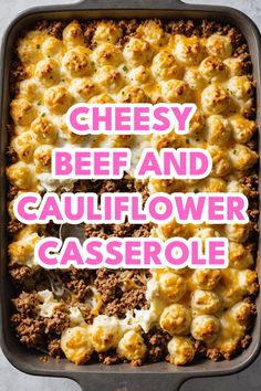 A photo of a  Cheesy Beef and Cauliflower Casserole which is a type of keto ground beef recipes Keto Crockpot Meals Ground Beef, Easy Keto Beef Recipes, Ground Beef Cauliflower Recipes, Cauliflower And Ground Beef Recipes, Ground Beef Recipes For Dinner Keto, Hamburger Meat Recipes Keto, Low Cal Beef Recipes, Ground Beef No Carb Recipes, Keto Dinner With Ground Beef