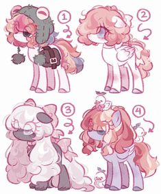 some pinkie ponies with different facial expressions