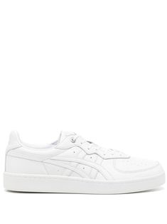 white leather grained texture tonal design signature Tiger stripes appliqué logo round toe front lace-up fastening perforated toebox branded heel counter memory foam insole flat rubber sole When buying this unisex item, keep in mind that it is graded in standard men's sizing. Tiger Shoes, Aviator Watch, Balenciaga Track, Round Logo, Onitsuka Tiger, Balenciaga Triple S, Tiger Stripes, Summer Beach Wear, Derby Shoes