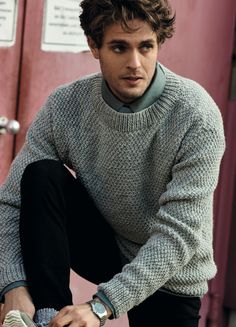 An Easy Men's Jumper Knitting Pattern, knitted using Rico Essentials Soft Merino Aran HERE! Men's Knitwear Pattern, Vaporwave Hoodie, Dude Style, Aran Jumper, Mens Knit Sweater, Knitting Patterns Free Sweater, Jumper Knitting Pattern, 얼굴 그리기, Jumper Patterns