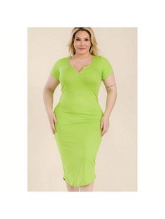 Introducing the Plus Size Bodycon Midi Dress-a stunning piece featuring a split neck style that effortlessly combines comfort and style for the modern woman.

Key Features:
1. Fabric: Immerse yourself in the soft and lightweight high-stretch jersey made from 92% Polyester and 8% Spandex, ensuring a comfortable and flattering fit.
2. Design: Embrace the elegance of the bodycon silhouette paired with a stylish split neck, adding a touch of sophistication to your ensemble.
3. Sizes: Available in 1X Midi Dress Plus Size, Plus Size Bodycon, Bodycon Midi Dress, Bodycon Midi, Midi Dress Bodycon, Modern Woman, Plus Clothing, Plus Size Dresses, All Fashion