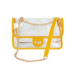 HIGH QUALITY QUILTED CLEAR PVC BAG- Gold Chain shoulder straps - Game day bag - Amusement park bag - Beach bag- Festival approved- Quilted high quality clear PVC bag- Animal Print pu leather trim - Black chain shoulder straps ( Animal print only)- Concert bags- Stadium approved bag - Transparent bag Made In: China Trendy School Bag With Clear Strap, Everyday Shoulder Bag With Clear Strap, Travel Crossbody Satchel With Clear Strap, Rectangular Shoulder Bag With Clear Strap For School, Trendy School Shoulder Bag With Clear Strap, Rectangular School Shoulder Bag With Clear Strap, Square School Bag With Clear Strap, Trendy Shoulder Bag With Clear Strap For School, Square School Bags With Clear Strap