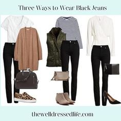 Cute Outfits With Black Jeans, Outfits With Black Jeans, The Well Dressed Life, Weekend Inspiration, 70 Outfits, Black Skirts, Wardrobe Consultant, White Jeans Outfit, Black Jeans Outfit