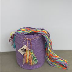 Boho Style Bag, Crossover Bags, Wayuu Bag, Tassel Bag, Orange Bag, Purple Bags, Boho Bag, Cross Body Bag, Handmade Bags