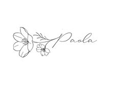 the word paala written in cursive writing with flowers and leaves on it