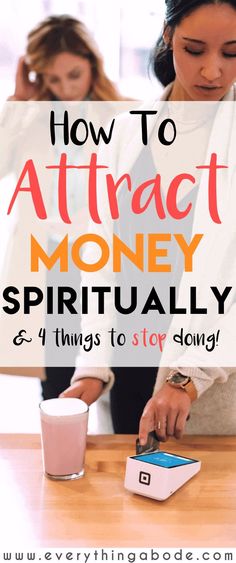 two women sitting at a table with the text how to attract money naturally and 4 things to stop doing