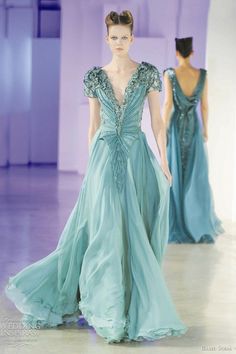 Basil Soda Couture, Basil Soda, Most Beautiful Dresses, Teal Dress, Estilo Chic, Couture Wedding, Evening Wedding, Gowns Of Elegance, Colored Wedding Dresses