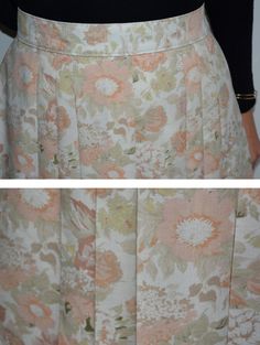 Beautiful vintage midi skirt made of medium-weight fabric with texture a bit similar to flax. White with print of roses, anemones and other flowers in pale pastel tones of pink and beige. High waisted, flared a-line fit with wide pleats. Closes with zip and button on the side. Lined. One extra spare button. Era: 90's, made in England Fabric: 50% viscose, 50% polyester Condition: very good Estimated size: M (please, check the measurements) Measurements (measured flat, need to be doubled to get th Black High Waisted Pants, Bodycon Evening Dress, Velvet Dress Long, Grunge Dress, Printed Midi Skirt, Strappy Dresses, Pink Beige, Rose Print, Floral Midi Dress