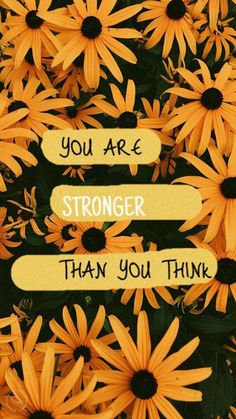 yellow flowers with words that say you are stronger than you think