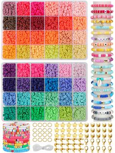 many different colors of beads and bracelets