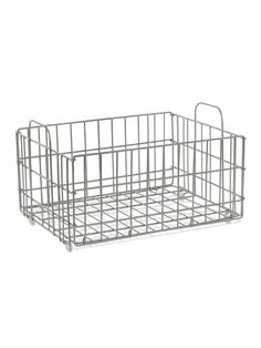 a metal wire basket on a white background