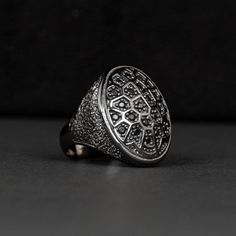 It was designed and produced for you, inspired by the quality of Turkish craftsmanship and the history of the Ottoman Empire. We produce high quality and long-lasting rings with special handicraft decorations. This product is inspired by old motifs found in Ottoman history. * Product details * Material : 925K Sterling Silver * Total weight : 16 - 17 Grams * Ring Diameter : 3.30cm ( 1.30 inc ) * Gender : Male  ✔ Ready to Ship in 1-3 Business Days ✔ Shipped to the worldwide 1-5 business days with Luxury Oxidized Finish Rings For Anniversary, Luxury Oxidized Finish Round Rings, Luxury Silver Signet Ring With Intricate Design, Luxury Sterling Silver Open Ring, The Ottoman Empire, Silver Men Ring, Modern Men, Ring Men, Men Ring