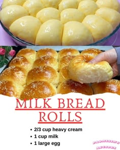 there is a poster with different types of breads and rolls on display for sale