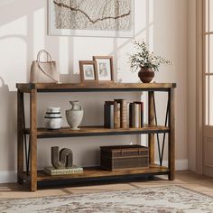 This sofa table with storage measures 47.2" x 13.4" x 30" with a wide desktop, and 3-tier entryway table design providing ample storage space where you can display your favorite photos, books, and decorations.Wood console table works perfectly as an entryway table, sofa table, hallway table, behind couch table, or even a TV stand. Front Door Table Entryway, 3 Tier Sofa Table Decor, Narrow Sofa Table Target, Sofa Console Table Behind Couch, Dark Brown Sofa Table, Sofa Table Behind Couch, Behind Couch Table, Sofa Table 60”, Farmhouse Entryway Table