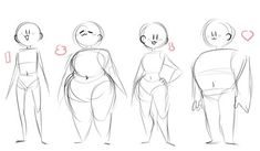 how to draw cartoon characters with different poses and body shapes for the character's head