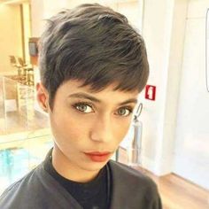 Gray Pixie Haircut, Gray Pixie, Long Pixie Hairstyles, Cute Short Haircuts, Short Straight Hair, Girl Haircuts, Short Pixie Haircuts, Undercut Hairstyles